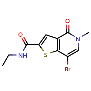 Chemical structure of 7-bromo-N-ethyl-5-methyl-4-oxo-4,5-dihydrothieno[3,2-c]pyridine-2-carboxamide , CAS 2417035-64-2, AChemBlock Y219286