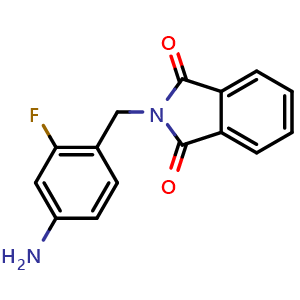 Chemical structure of 2-(4-amino-2-fluorobenzyl)isoindoline-1,3-dione , CAS 1483385-72-3, AChemBlock Y219299