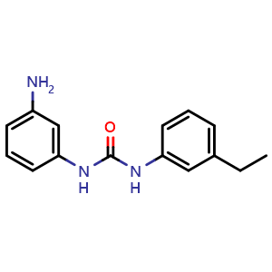 Chemical structure of 1-(3-aminophenyl)-3-(3-ethylphenyl)urea , CAS 1041607-39-9, AChemBlock Y219303