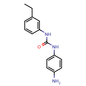 Chemical structure of 1-(4-Aminophenyl)-3-(3-ethylphenyl)urea , CAS 1154399-19-5, AChemBlock Y219304