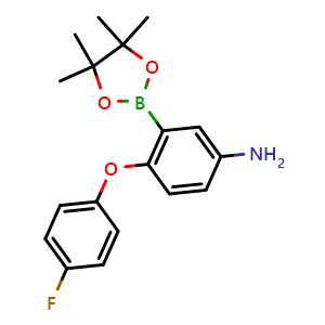 Chemical structure of 4-(4-fluorophenoxy)-3-(4,4,5,5-tetramethyl-1,3,2-dioxaborolan-2-yl)aniline , CAS 2417034-95-6, AChemBlock Y219309