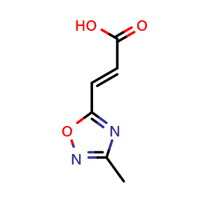 Chemical structure of 3-(3-methyl-1,2,4-oxadiazol-5-yl)acrylic acid , CAS 1563802-62-9, AChemBlock Y219325