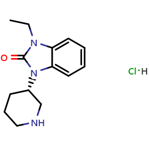 Chemical structure of (S)-1-ethyl-3-(piperidin-3-yl)-1,3-dihydro-2H-benzo[d]imidazol-2-one hydrochloride , CAS 1304778-23-1, AChemBlock Y219341