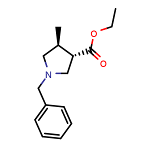 Chemical structure of Ethyl (3S,4S)-1-benzyl-4-methylpyrrolidine-3-carboxylate , CAS 2062661-39-4, AChemBlock Y219350