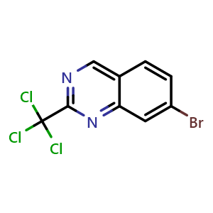 Chemical structure of 7-bromo-2-(trichloromethyl)quinazoline , CAS 3026697-01-5, AChemBlock Y219353