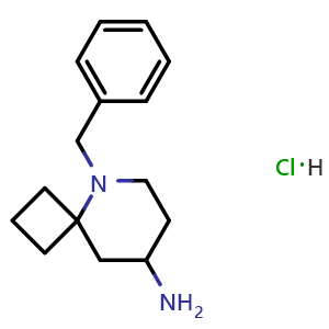 Chemical structure of 5-benzyl- 8-amino-5-aza-spiro[3,5]nonane hydrochloride , CAS 3026696-54-5, AChemBlock Y219357