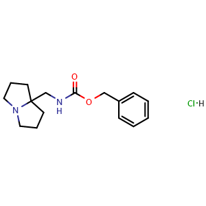 Chemical structure of benzyl N-({hexahydro-1H-pyrrolizin-7a-yl}methyl)carbamate hydrochloride , CAS 3026677-44-8, AChemBlock Y219373