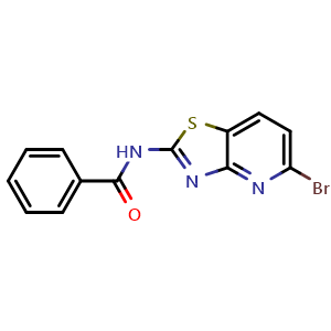 Chemical structure of N-(5-bromo-[1,3]thiazolo[4,5-b]pyridin-2-yl)benzamide , CAS 1256958-83-4, AChemBlock Y219378