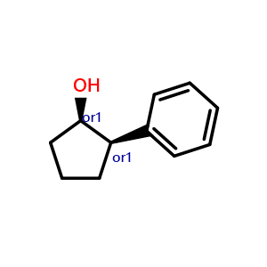 Chemical structure of cis-2-Phenylcyclopentanol , CAS 2362-73-4, AChemBlock Y219382