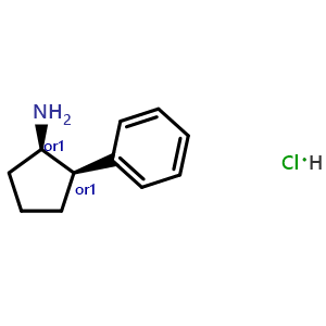 Chemical structure of Cis-2-phenylcyclopentylamine hydrochloride , CAS 39546-06-0, AChemBlock Y219390