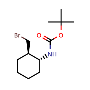 Chemical structure of tert-butyl (1R,2R)-2-(bromomethyl)cyclohexylcarbamate , CAS 3026598-63-7, AChemBlock Y219397