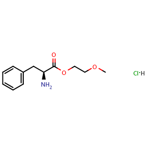 Chemical structure of (S)-2-Amino-3-phenyl-propionic acid 2-methoxy-ethyl ester hydrochloride , CAS 86150-37-0, AChemBlock Y219399