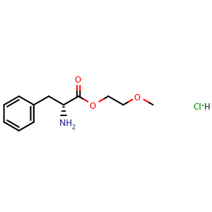 Chemical structure of (R)-2-Amino-3-phenyl-propionic acid 2-methoxy-ethyl ester hydrochloride , CAS 3026598-96-6, AChemBlock Y219405