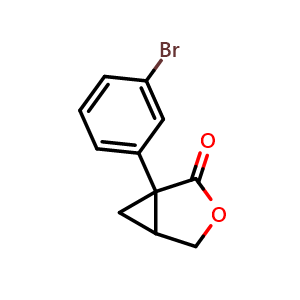 Chemical structure of 1-(3-bromophenyl)-3-oxabicyclo[3.1.0]hexan-2-one , CAS 1346146-39-1, AChemBlock Y219408