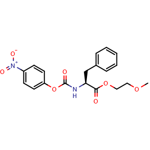 Chemical structure of (S)-2-Methoxyethyl 2-(((4-nitrophenoxy)carbonyl)amino)-3-phenylpropanoate , CAS 328406-65-1, AChemBlock Y219416