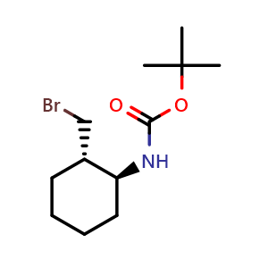 Chemical structure of tert-butyl (1S,2S)-2-(bromomethyl)cyclohexylcarbamate , CAS 2988120-38-1, AChemBlock Y219419