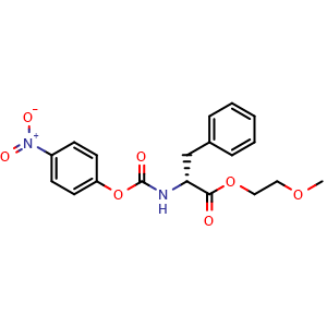 Chemical structure of (R)-2-Methoxyethyl 2-(((4-nitrophenoxy)carbonyl)amino)-3-phenylpropanoate , CAS 1270295-32-3, AChemBlock Y219422