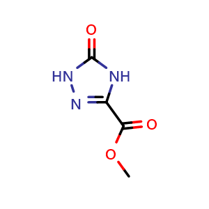 Chemical structure of methyl 5-oxo-1,4-dihydro-1,2,4-triazole-3-carboxylate , CAS 57281-13-7, AChemBlock Y219443