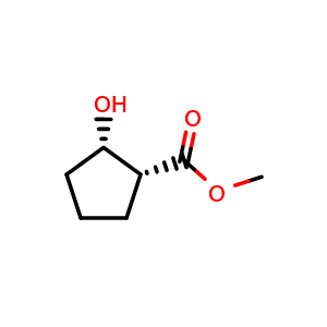 Chemical structure of methyl (1R,2S)-2-hydroxycyclopentanecarboxylate , CAS 122331-02-6, AChemBlock Y219467