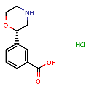 Chemical structure of 3-[(2S)-morpholin-2-yl]benzoic acid hydrochloride , CAS 2718999-78-9, AChemBlock Y219472