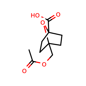 Chemical structure of 4-[(acetyloxy)methyl]-7-oxabicyclo[2.2.1]heptane-1-carboxylic acid , CAS 2866352-73-8, AChemBlock Y219478