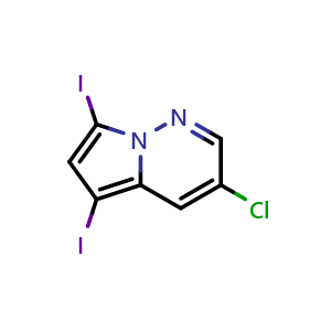 Chemical structure of 3-chloro-5,7-diiodopyrrolo[1,2-b]pyridazine , CAS 2768549-92-2, AChemBlock Y219498