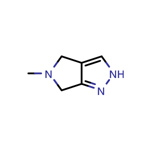 Chemical structure of 5-methyl-2H,4H,5H,6H-pyrrolo[3,4-c]pyrazole , CAS 2632343-59-8, AChemBlock Y219505