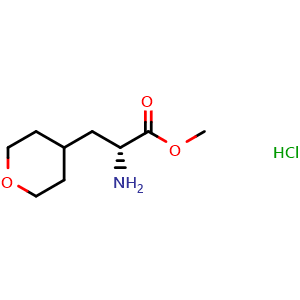 Chemical structure of methyl (2R)-2-amino-3-tetrahydropyran-4-yl-propanoate hydrochloride , CAS 2947380-78-9, AChemBlock Y219508
