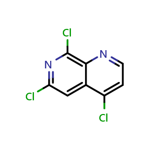 Chemical structure of 4,6,8-trichloro-1,7-naphthyridine , CAS 931100-02-6, AChemBlock Y219515