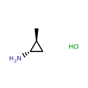Chemical structure of (1S,2S)-2-methylcyclopropanamine hydrochloride , CAS 2088414-03-1, AChemBlock Y219517