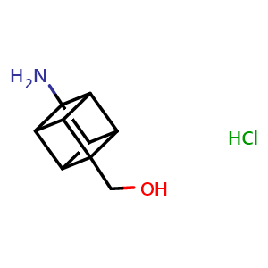 Chemical structure of (4-aminocuban-1-yl)methanol hydrochloride , CAS 2108611-48-7, AChemBlock Y219535