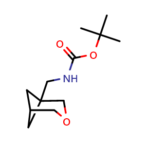 Chemical structure of tert-butyl N-(3-oxabicyclo[3.1.1]heptan-1-ylmethyl)carbamate , CAS 2970213-92-2, AChemBlock Y219541