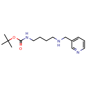 Chemical structure of tert-butyl N-[4-(3-pyridylmethylamino)butyl]carbamate , CAS 2006404-47-1, AChemBlock Y219542