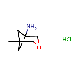 Chemical structure of 5-methyl-3-oxabicyclo[3.1.1]heptan-1-amine hydrochloride , CAS 2970214-02-7, AChemBlock Y219547