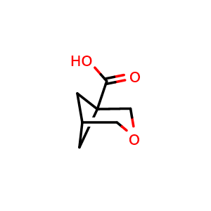 Chemical structure of 3-oxabicyclo[3.1.1]heptane-1-carboxylic acid , CAS 2490375-56-7, AChemBlock Y219548