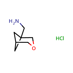 Chemical structure of 3-oxabicyclo[3.1.1]heptan-1-ylmethanamine hydrochloride , CAS 2503205-45-4, AChemBlock Y219549