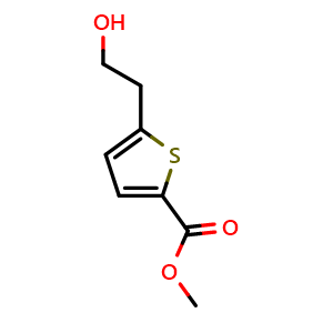 Chemical structure of methyl 5-(2-hydroxyethyl)thiophene-2-carboxylate , CAS 160744-13-8, AChemBlock Y219553