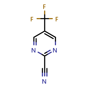 Chemical structure of 5-(trifluoromethyl)pyrimidine-2-carbonitrile , CAS 944905-38-8, AChemBlock Y219564