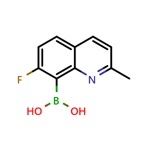 Chemical structure of (7-fluoro-2-methyl-8-quinolyl)boronic acid , CAS 1072945-61-9, AChemBlock Y219570