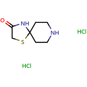 Chemical structure of 1-thia-4,8-diazaspiro[4.5]decan-3-one;dihydrochloride , CAS 2940945-75-3, AChemBlock Y219575