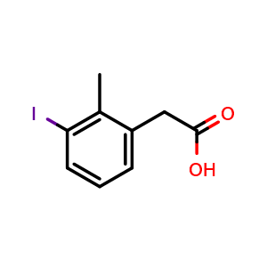 Chemical structure of 2-(3-iodo-2-methylphenyl)acetic acid , CAS 1261554-90-8, AChemBlock Y219592