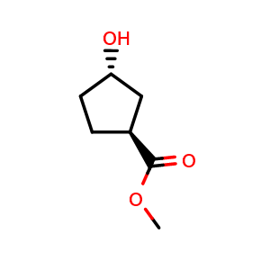 Chemical structure of methyl (1S,3S)-3-hydroxycyclopentanecarboxylate , CAS 174292-58-1, AChemBlock Y219598