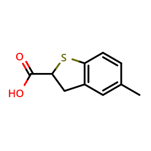 Chemical structure of 5-methyl-2,3-dihydrobenzothiophene-2-carboxylic acid , CAS 1894202-69-7, AChemBlock Y219606