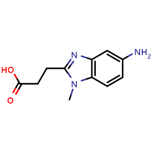 Chemical structure of 3-(5-amino-1-methyl-benzimidazol-2-yl)propanoic acid , CAS 924832-42-8, AChemBlock Y219609