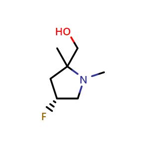 Chemical structure of [(4R)-4-fluoro-1,2-dimethyl-pyrrolidin-2-yl]methanol , CAS 2417920-93-3, AChemBlock Y219630