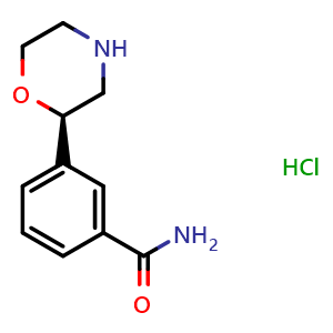 Chemical structure of 3-[(2R)-morpholin-2-yl]benzamide;hydrochloride , AChemBlock Y219635
