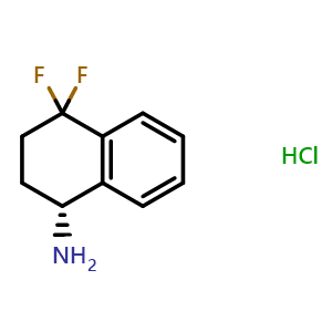 Chemical structure of (1R)-4,4-difluorotetralin-1-amine hydrochloride , CAS 2983033-34-5, AChemBlock Y219640