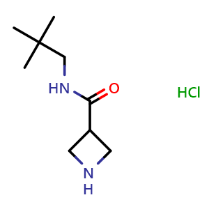 Chemical structure of N-(2,2-dimethylpropyl)azetidine-3-carboxamide hydrochloride , CAS 2955561-54-1, AChemBlock Y219641