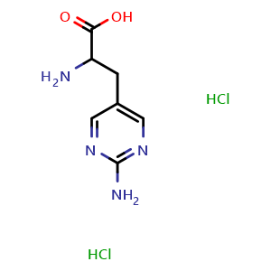 Chemical structure of 2-amino-3-(2-aminopyrimidin-5-yl)propanoic acid;dihydrochloride , CAS 2970213-46-6, AChemBlock Y219646