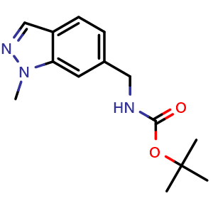 Chemical structure of tert-butyl N-[(1-methylindazol-6-yl)methyl]carbamate , CAS 2940959-14-6, AChemBlock Y219675